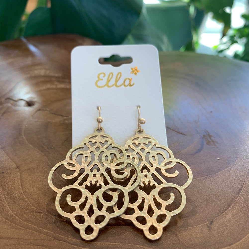 Matte gold chandelier style earrings